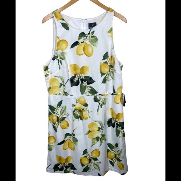 NWT Adrianna Papell Lemon Print A-Line Dress - Picture 5 of 12
